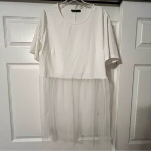 SHEIN White Sheer Layered Crop Top